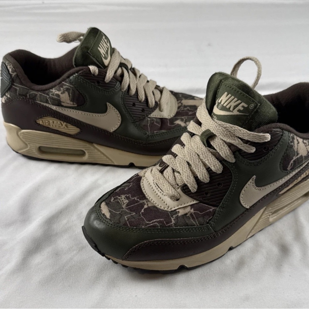 Vtg‎ 2006 Nike Air Max 90 Premium Army Camo Retro QS 7 Sz. 5.5Y 7W 307793-211 1